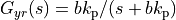 G_{yr}(s)=b k_\text{p}/(s + b k_\text{p})